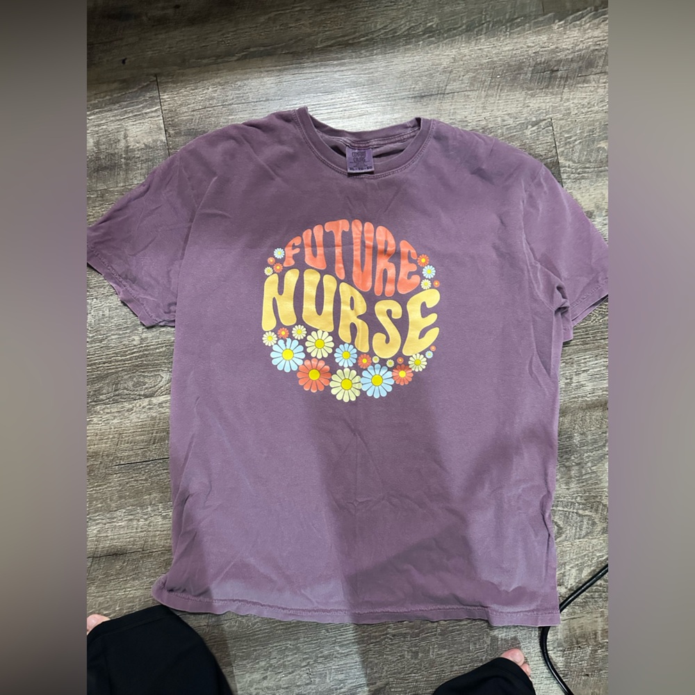 Future Nurse Comfort Colors Purple Tee with Floral Graphic